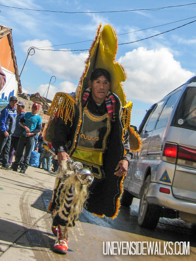 Guy wearing costume for the carnival in Potosi
